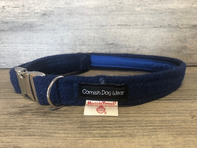 Genuine Harris Tweed Dog Collar Dark Blue With Alu Max Buckle Etsy UK