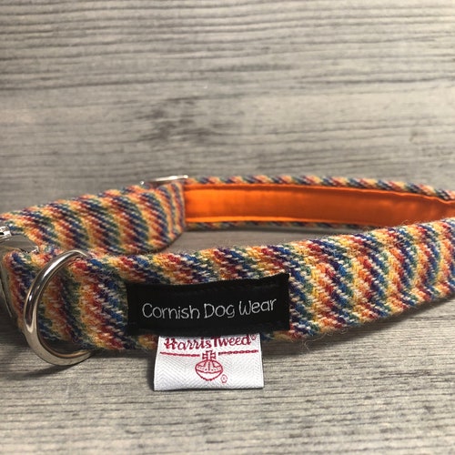 Genuine Harris Tweed Dog Collar Rainbow Check With Alu Max Etsy UK
