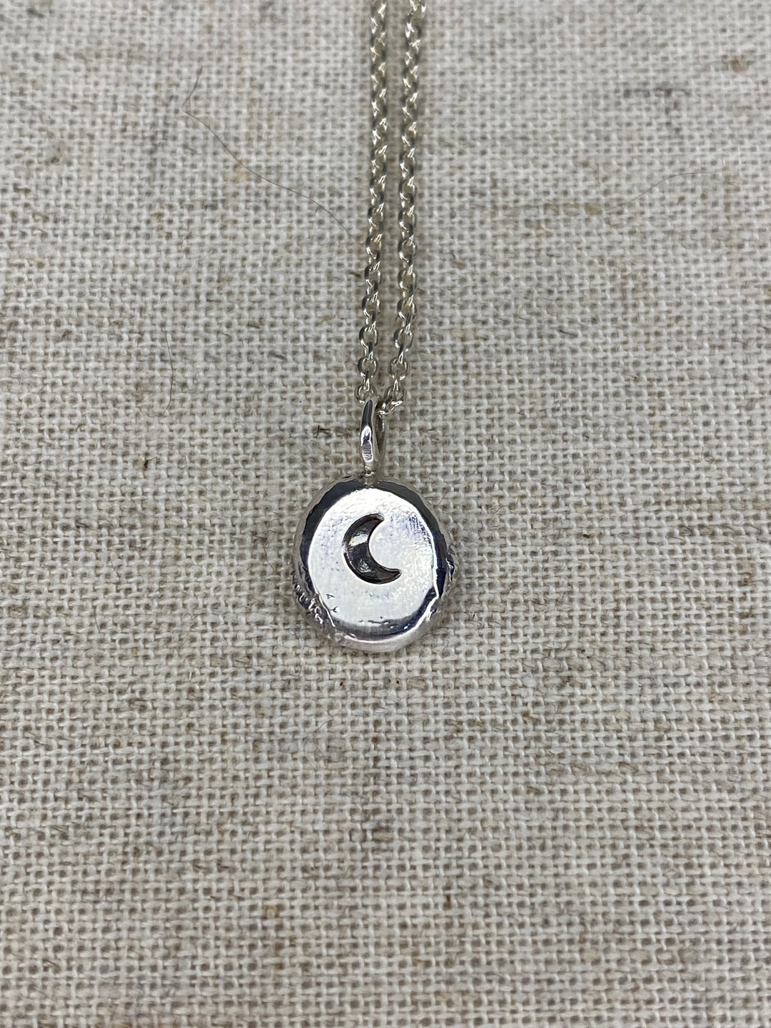 Recycled Sterling Silver Moon Pebble Pendant Necklace - Etsy