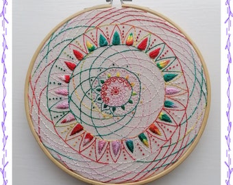 Spiral Mandala 6 Inch Embroidery PDF Digital Pattern/ instant download/ hobby/gift for her/ gift for him/ diy