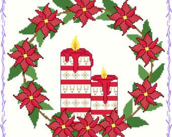 Christmas candles DIGITAL DOWNLOAD PDF cross stitch pattern/ instant download/ hobby/ diy/ home decor/ gift for her/ gift for him