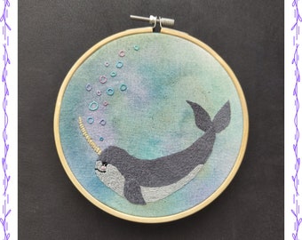 Narwhal Hand Embroidery Digital Download Pattern PDF/ hobby/ instant download/ gift ideas/ home decor