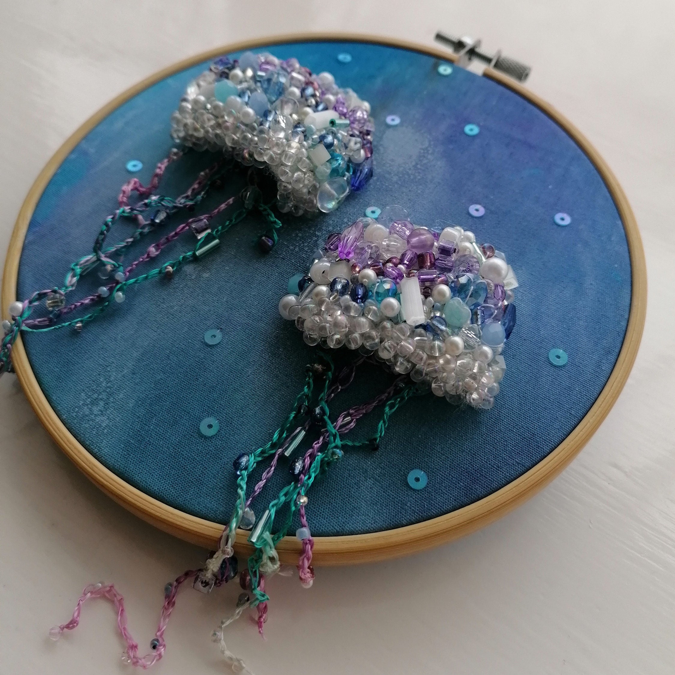 Jellyfish 2020, Bead embroidered jellyfish using a 47ss Swa…