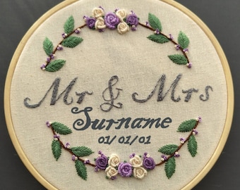 Custom Couple Hand Embroidered Art Piece. Wedding gift/ commission art/ home gift