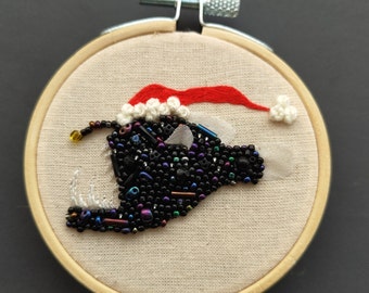 A Festive Angler Fish / ready to ship/ holiday gift/ embroidery art