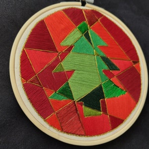 Christmas Holiday Tree 6 Inch Hand Embroidered Hoop Art Home Decor. holiday decor/ holiday gift/ gift for her image 2