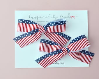 Stars and Stripes Bows. Patriotic Headband. Patriotic Pigtail Bows. Stars and Stripes Pigtail Hair Clip. Patriotic Hair Clip.