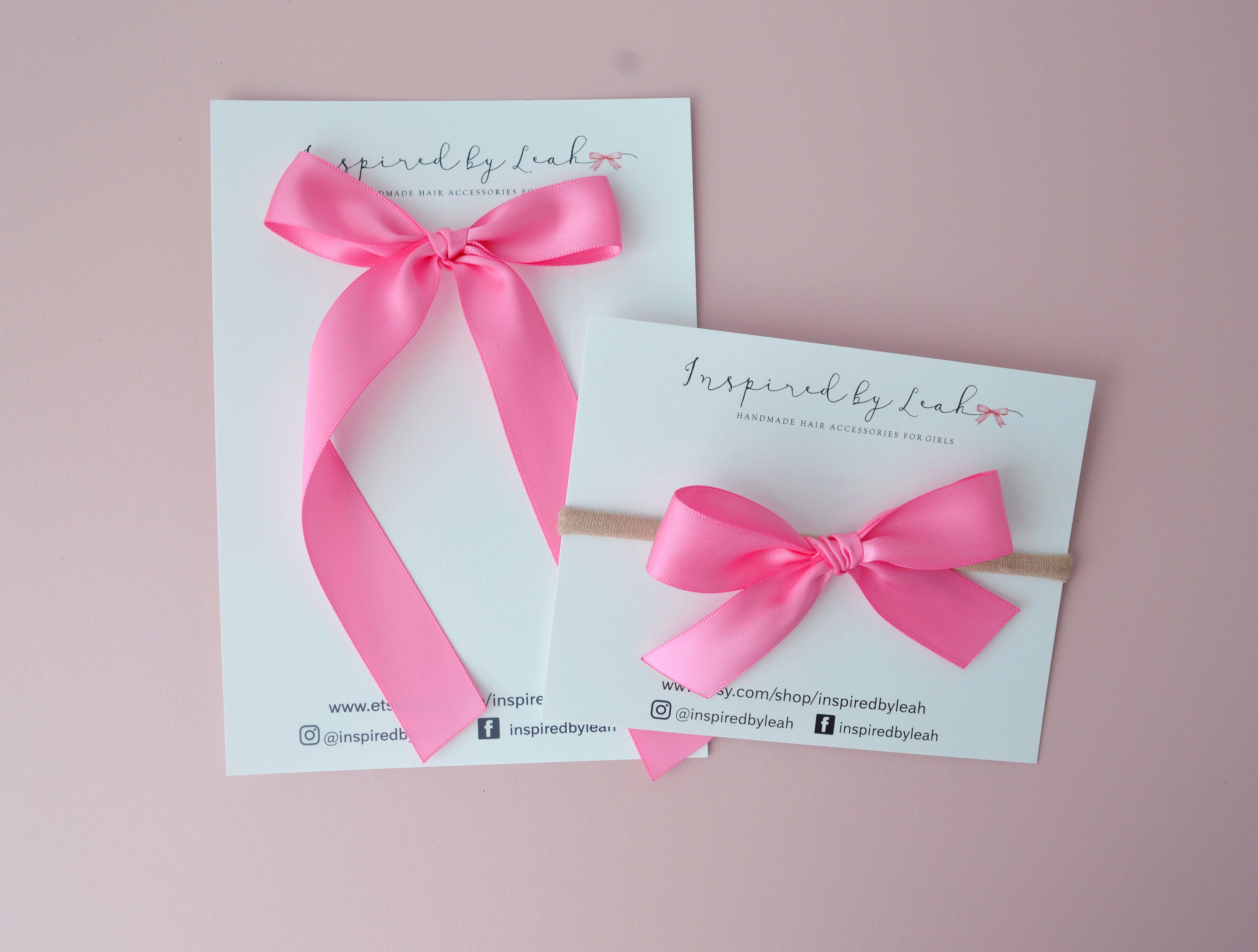 Hot Pink Long Tail Hair Bow. Pink Bow Headband Baby. Girl Hot  Pink Satin Bow. Adult Long Tail Hair Bow. Momma Bow. Skinny Satin Bow.