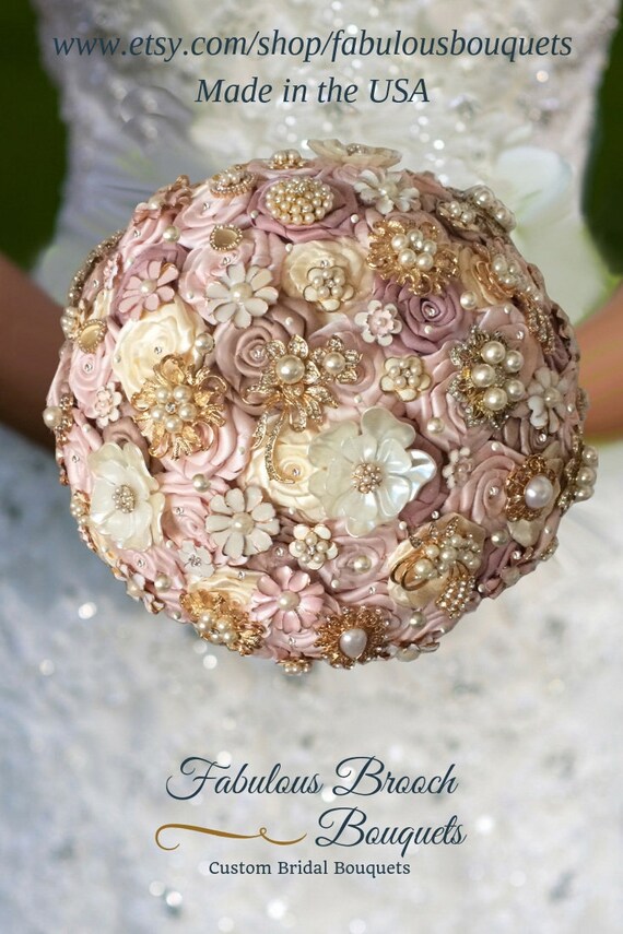 Voorkeur Doe mijn best ding Elegant Rose Gold Brooch Bouquet Wedding Flowers Reserve - Etsy België