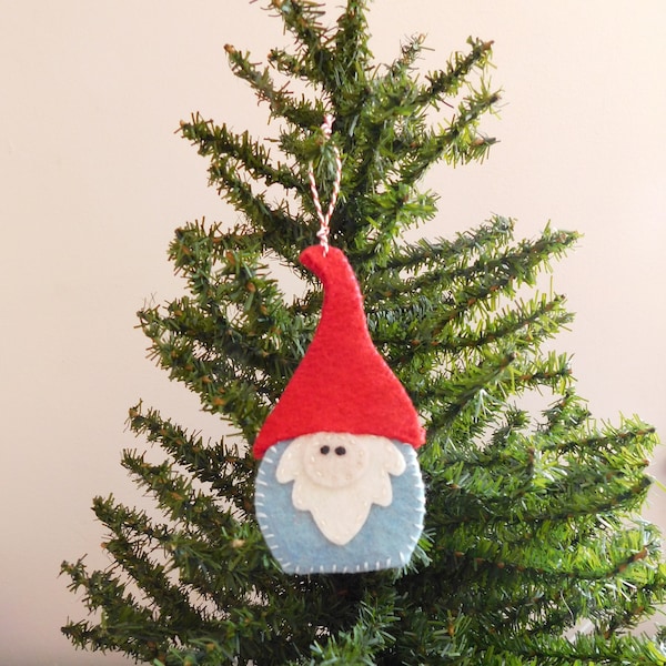 Gnome ornament, tiny gnome woodsman, wool felt ornament, Christmas decoration