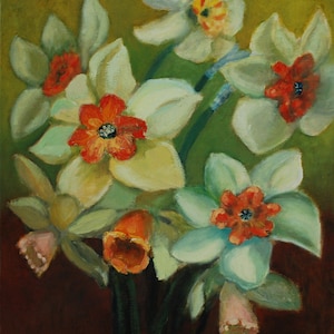 Original oil painting &quot;Daffodils&quot;.