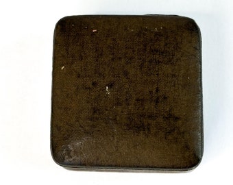 Vintage Brown Leather Satin Lined  Ring Box