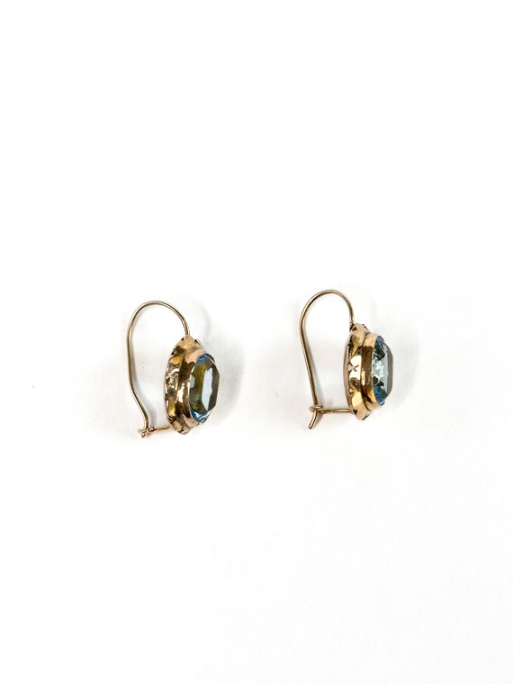 Gold Filled Oval Blue Paste Earrings - image 4