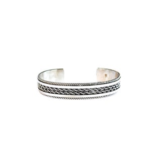 Sterling Silver Double Twist Navajo Cuff Bracelet Signed Tahe
