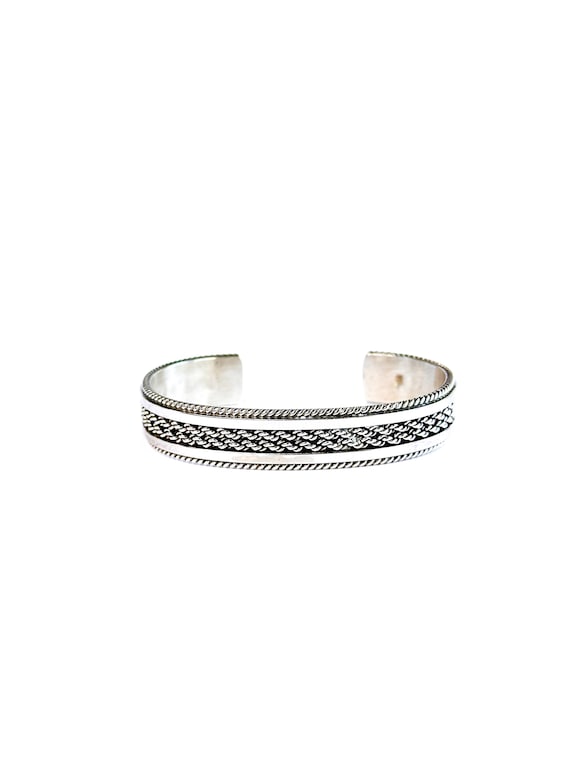 Sterling Silver Double Twist Navajo Cuff Bracelet Signed