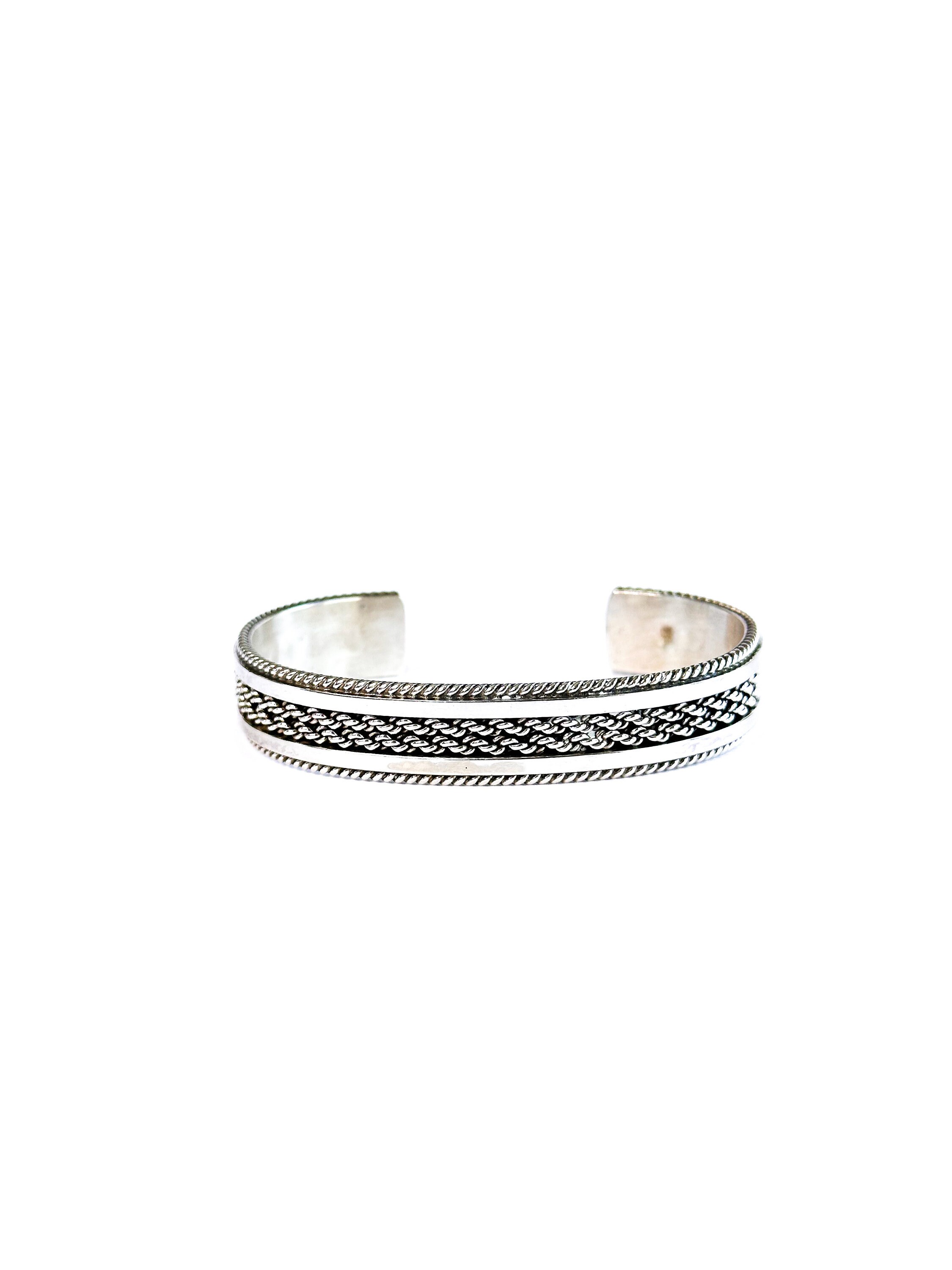 Navajo ツイスト　ワイヤー　バングル　Tahe刻印　Sterling Sterling Silver Double Twist Navajo Cuff Bracelet Signed