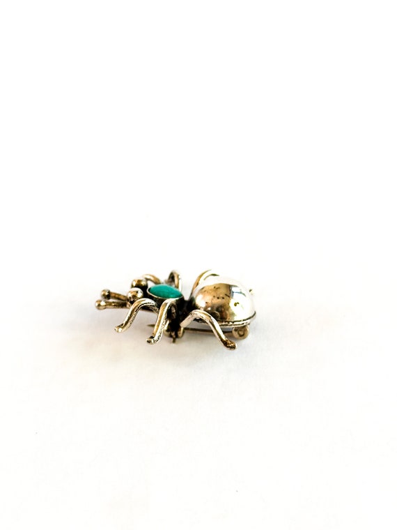 Sterling Silver Turquoise Navajo Spider Pin Brooch - image 5