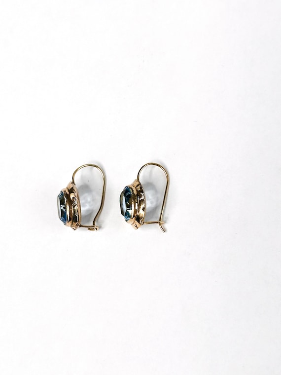 Gold Filled Oval Blue Paste Earrings - image 5
