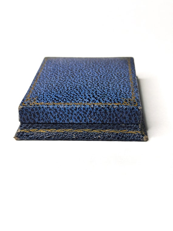 Pebbled Blue and Gold  Antique Coin Box with Crea… - image 3