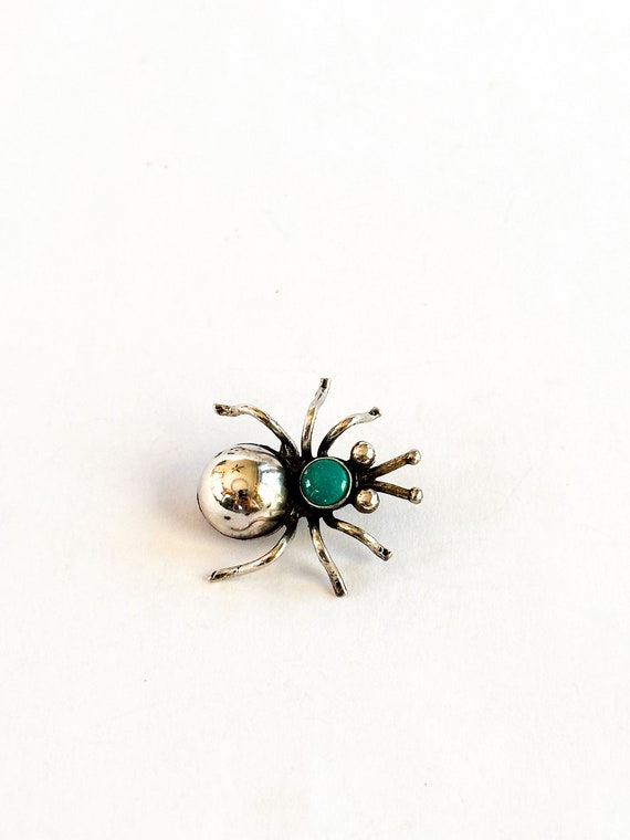 Sterling Silver Turquoise Navajo Spider Pin Brooch - image 6