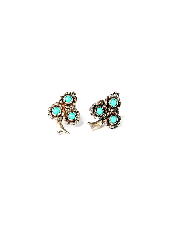 Sterling Silver Turquoise Flower Bouquet  Screw Ba