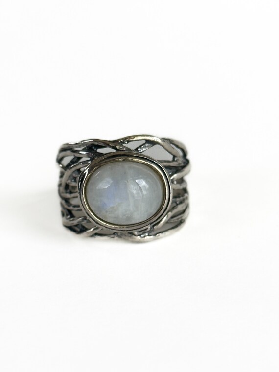 Sterling Silver  East West Set Oval Moonstone Rin… - image 8