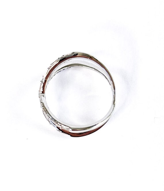 14k White Gold Diamond Criss Cross Ring X Ring - image 7