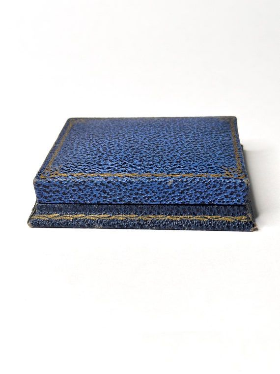 Pebbled Blue and Gold  Antique Coin Box with Crea… - image 6