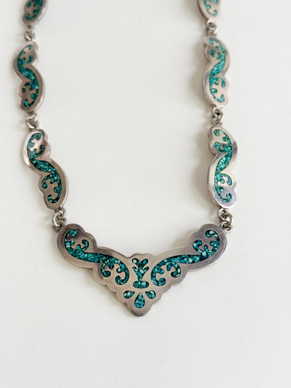 Sterling Silver Inlaid Turquoise  Necklace Taxco M
