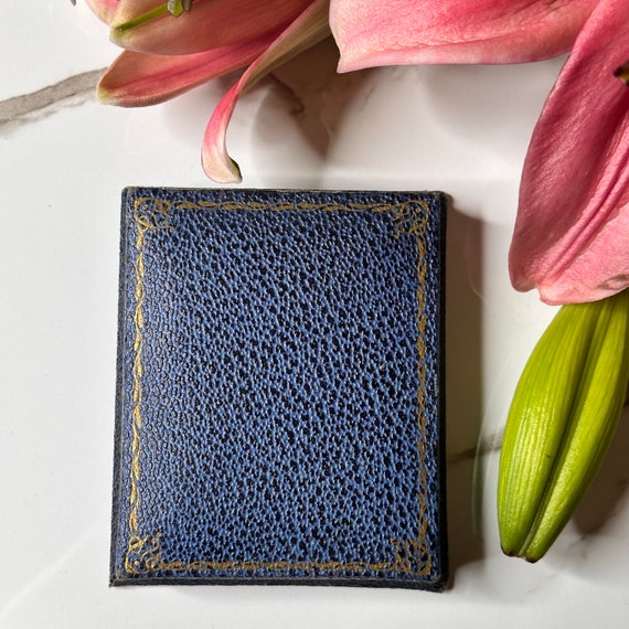 Pebbled Blue and Gold  Antique Coin Box with Crea… - image 9