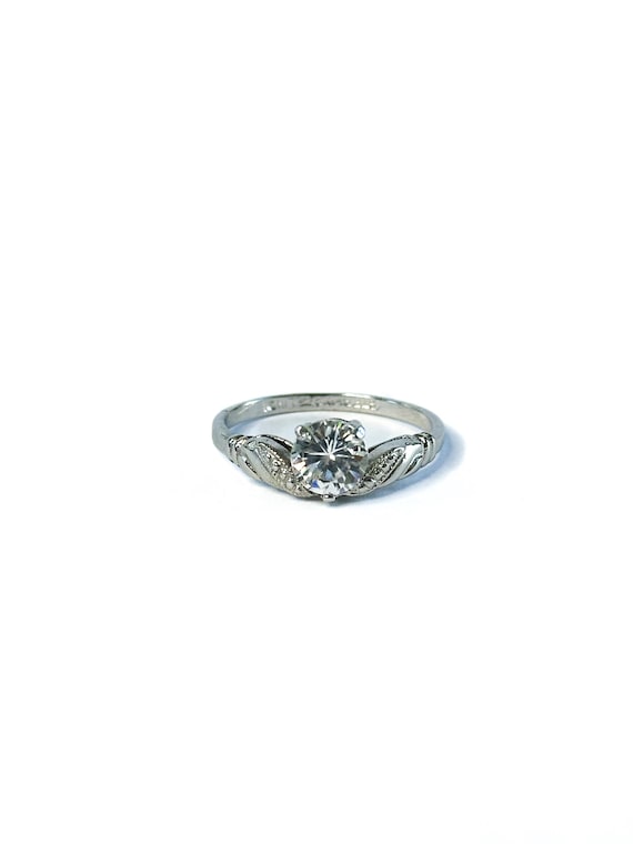 Sterling Silver Crystal Solitaire Engagement Ring… - image 1