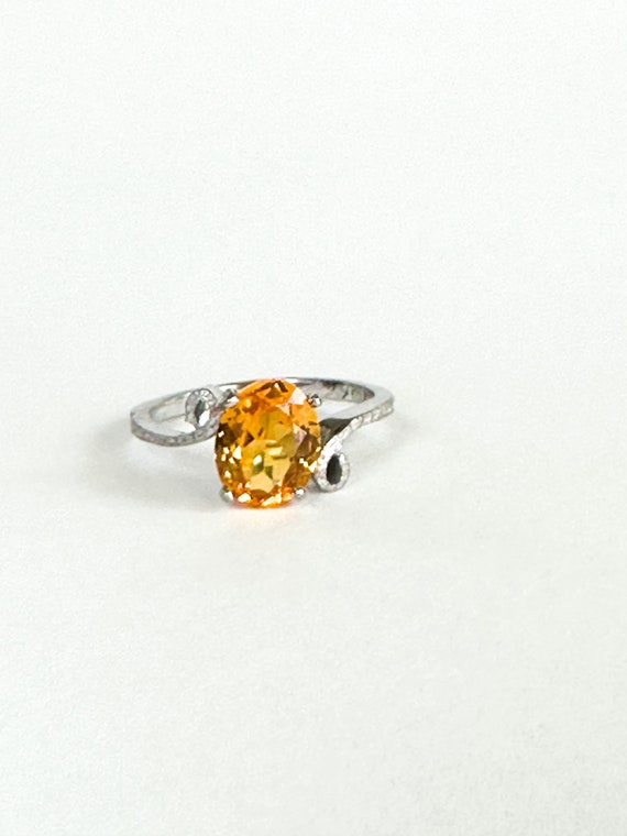 10k White Gold Oval Yellow Sapphire Solitaire Ring