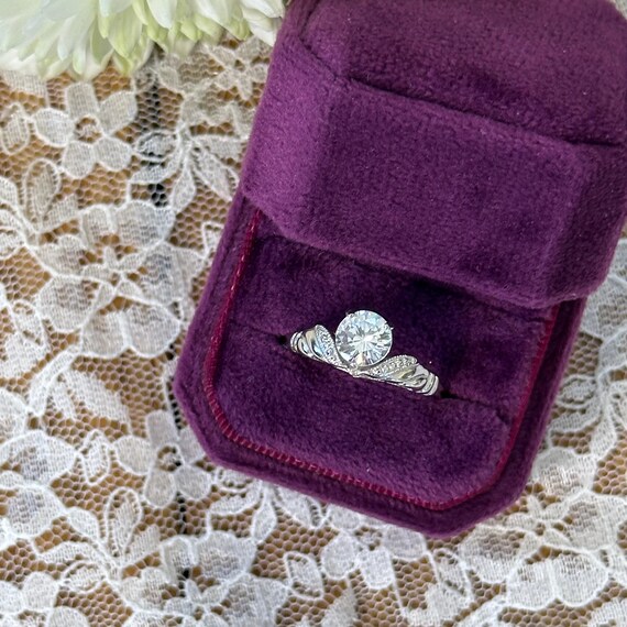 Sterling Silver Crystal Solitaire Engagement Ring… - image 8