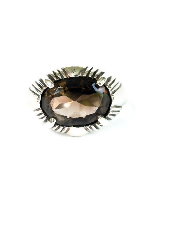 Sterling Silver and East West Oval Citrine  Ring K