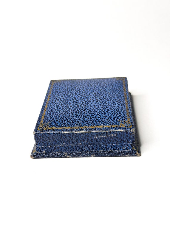 Pebbled Blue and Gold  Antique Coin Box with Crea… - image 5