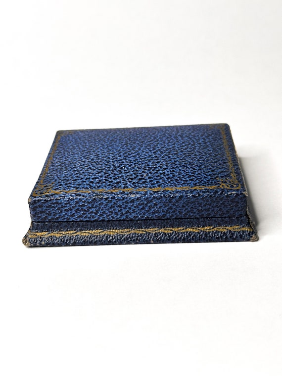 Pebbled Blue and Gold  Antique Coin Box with Crea… - image 4