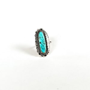 Sterling Silver Oval Turquoise Navajo Ring