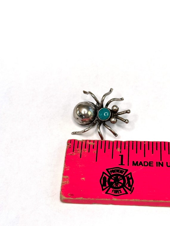 Sterling Silver Turquoise Navajo Spider Pin Brooch - image 8