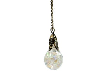 14k Gold Floating Opal Pendant Necklace