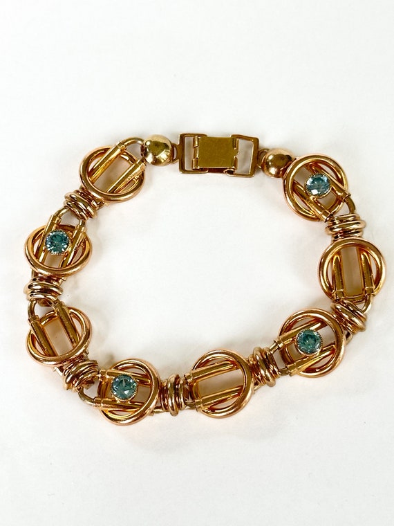 Gold Filled Aquamarine Retro Bracelet