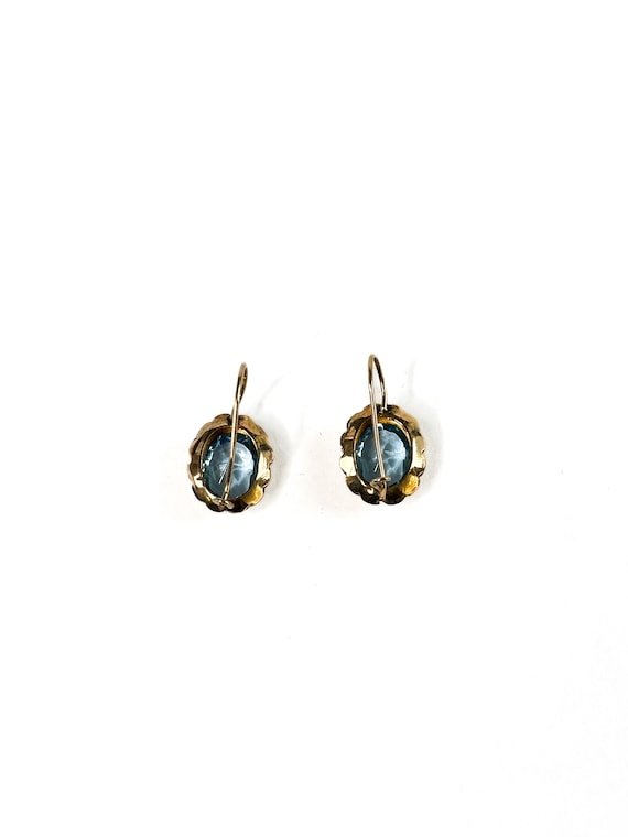 Gold Filled Oval Blue Paste Earrings - image 3