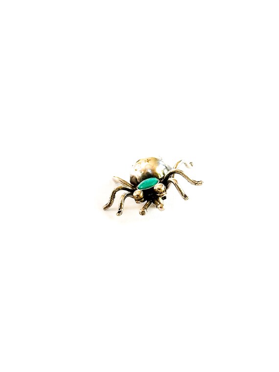 Sterling Silver Turquoise Navajo Spider Pin Brooch - image 4