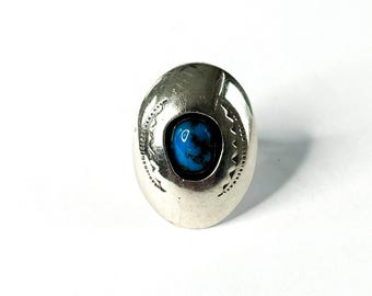 Sterling Silver and Turquoise  Oval Zuni Shadowbox Ring