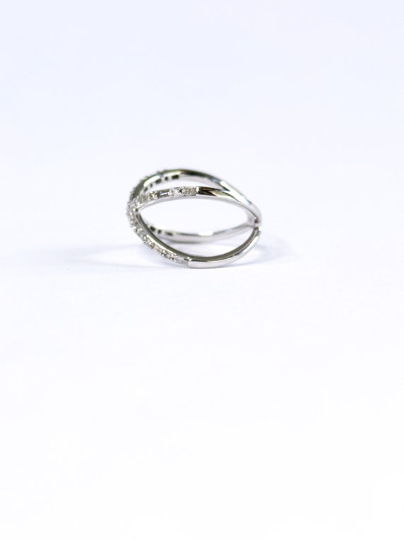 14k White Gold Diamond Criss Cross Ring X Ring - image 4