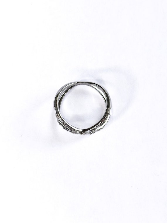 14k White Gold Diamond Criss Cross Ring X Ring - image 2