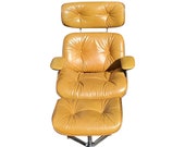 Selig Plycraft Chair Ottoman Frank Doerner 1975 Mid Century Modern Bentwood Nutmeg Leather Chair Atomic Retro MCM Eames Era Chrome Wood