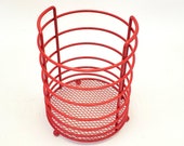 Makeup Brush Holder Metal Round Red Wire Toiletries Dish Bowl Bathroom Catchall Cotton Ball Hair Tie Holder Office Tray Beauty Salon Make Up