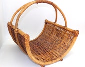 Antique Gathering Basket Vintage Rattan Wicker Bentwood Bamboo Wedding Basket Flower Girl French Provincial Bridal Bride Gift Card Holder