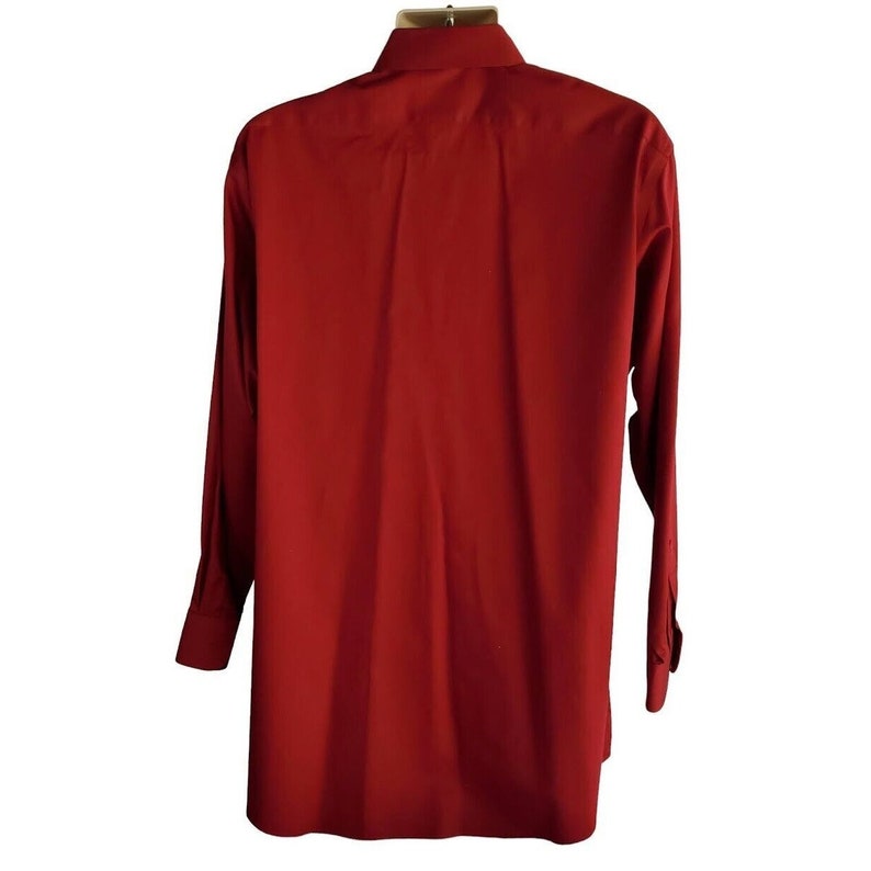 17.5 35/36 Tall Men's Dress Shirt Red Van Huesen Lux Sateen Dry Cleaned XL image 3
