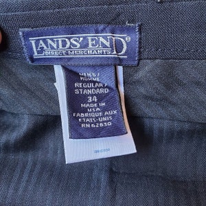 Men's 34x30 Lands End Regular Standard Dress Pants Black Wool Slacks Business image 3